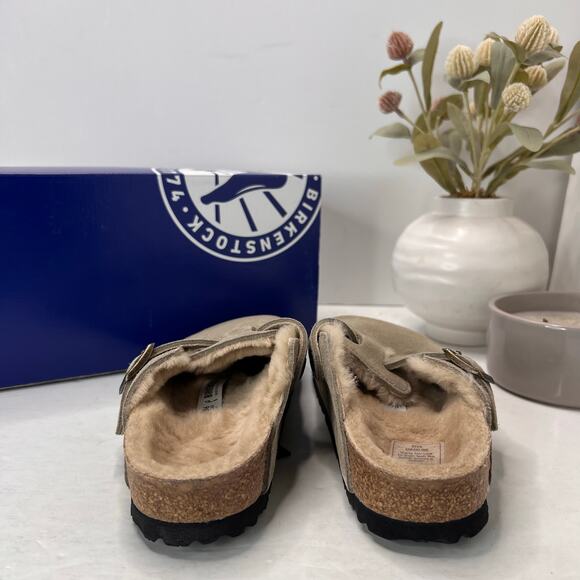 Birkenstock Boston VL/Shearling Suede Taupe Narrow Fit Men 3/Women 5 NWB main image 6